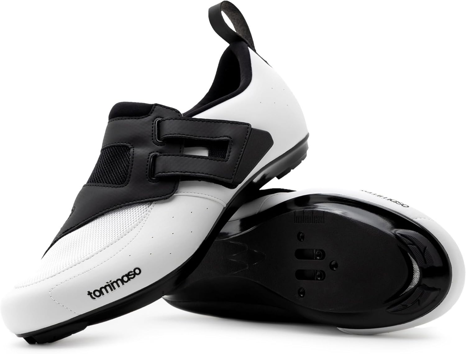 

Велосипедные туфли Tommaso Veloce II - катайтесь с комфортом и стилем - туфли Peloton для триатлона, шоссе и домашнего велоспорта для мужчин и женщин, совместимые с шипами Look Delta, SPD и SPD-SL, белые и черные, белый/черный