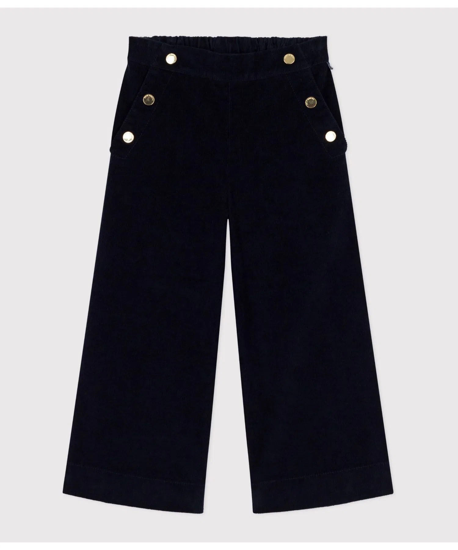 Детские вельветовые брюки PETIT BATEAU с золотыми пуговицами тёмно-синие — фото 4