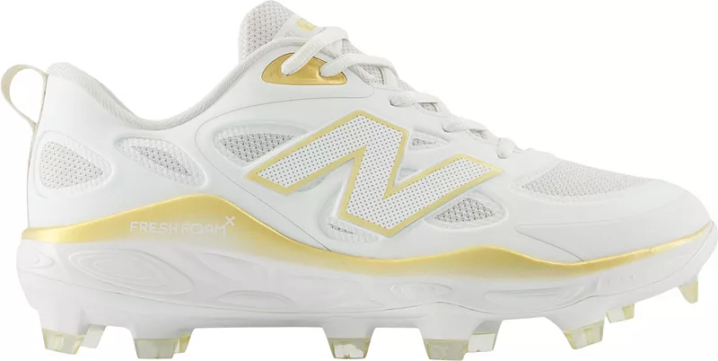 Женские формованные бутсы для софтбола New Balance Fresh Foam X VELO v4, белый/золотой