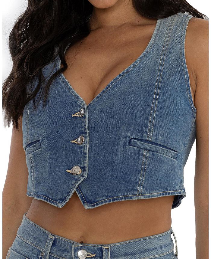 

Укороченный жилет Adriana Rudes Denim, синий