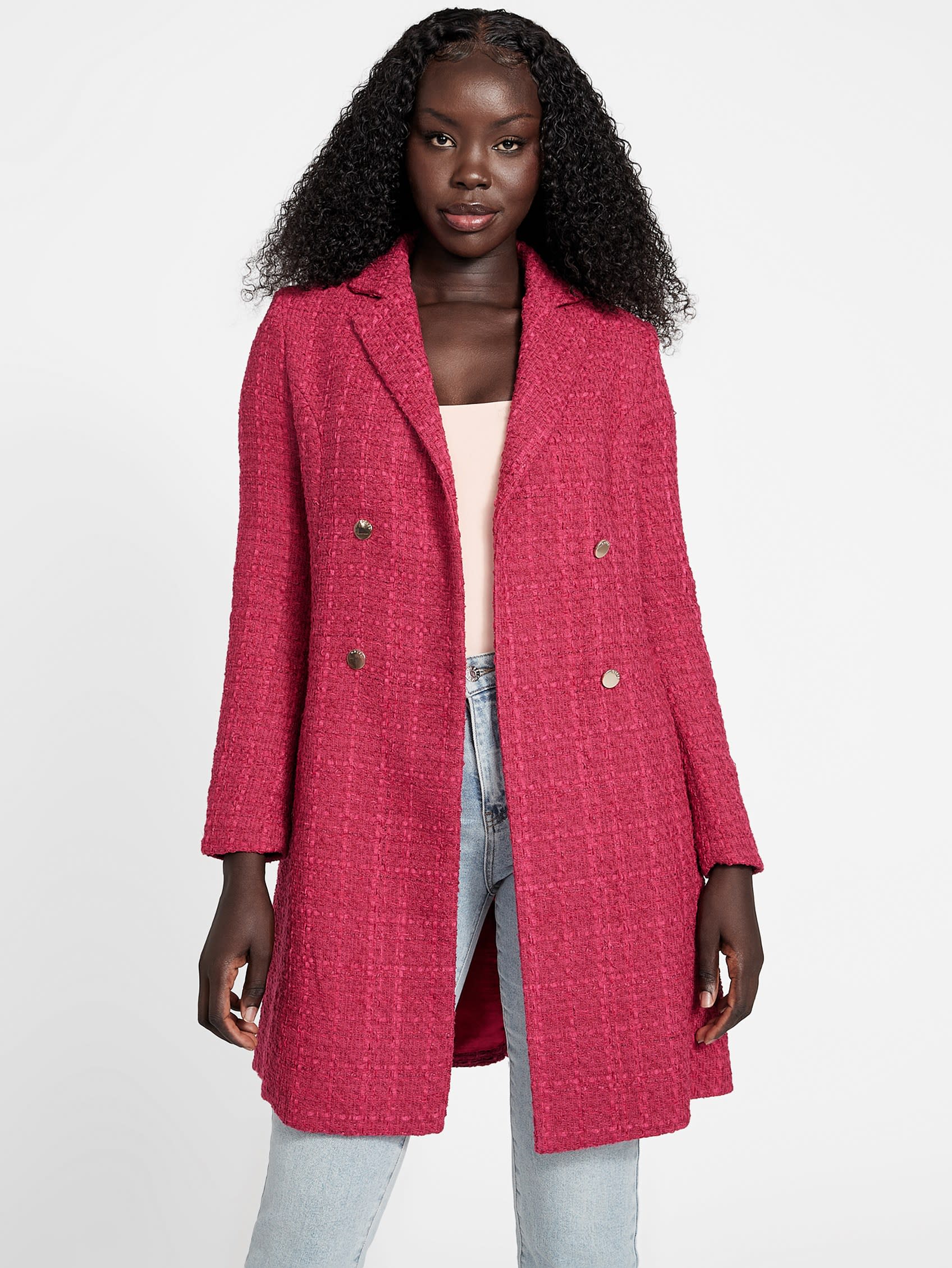 

Двубортное пальто Zoe Guess Factory, цвет dragonfruit