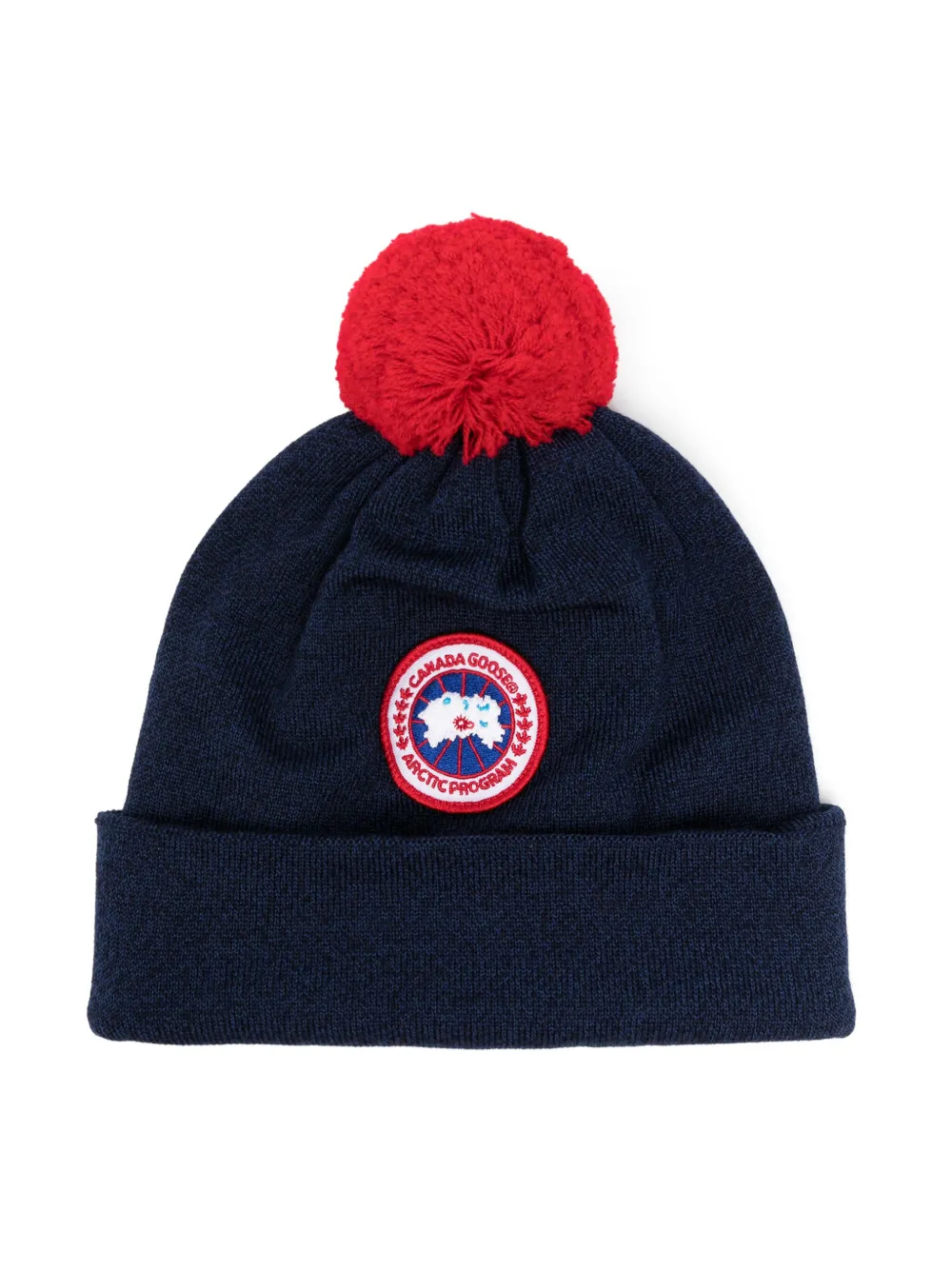 

Шерстяная шапка бини с нашивкой-логотипом Canada Goose Kids, синий