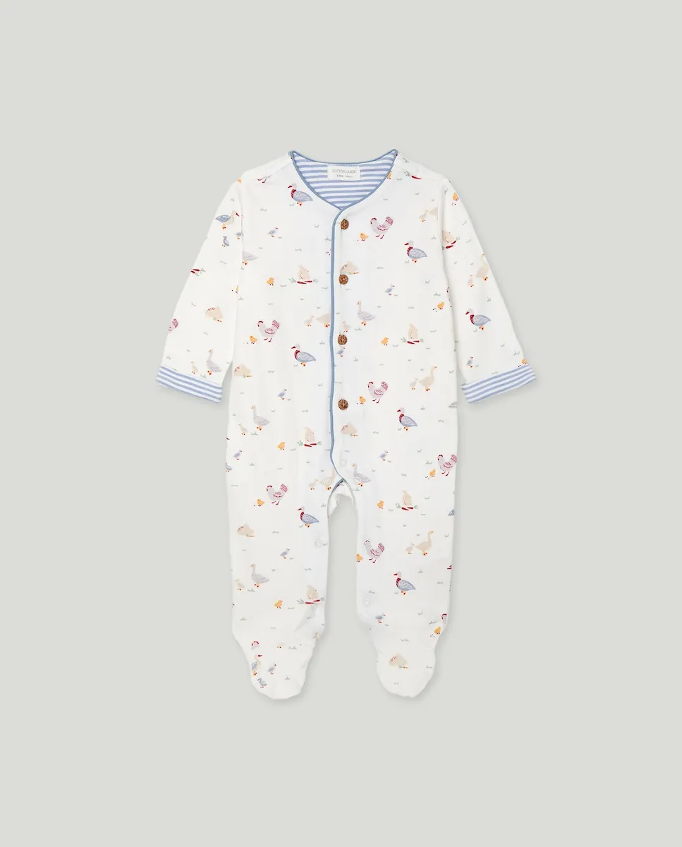 

Длинный комбинезон с узором животных для младенца мальчика Cotton Juice, белый