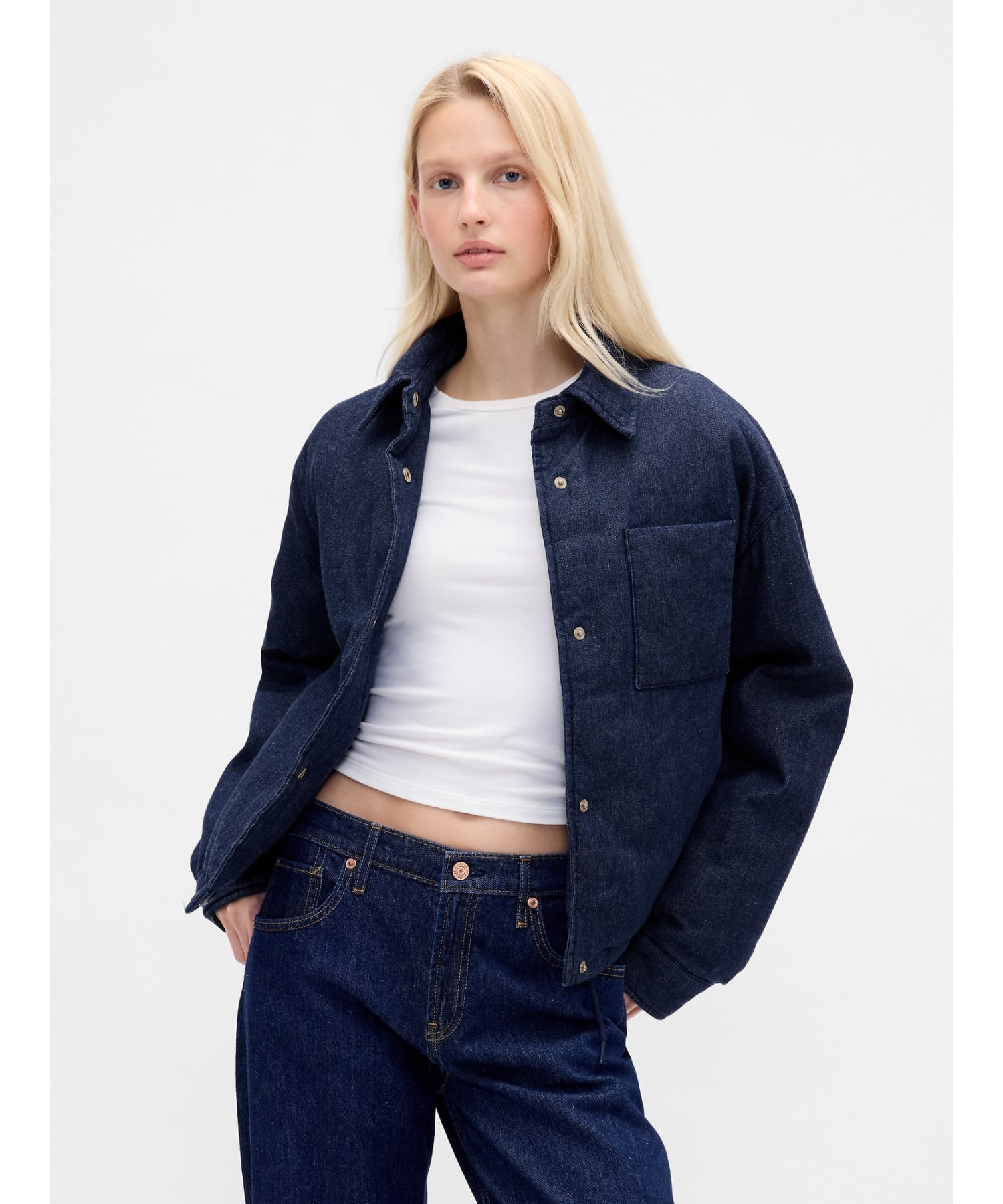 Джинсовая пуховая куртка Gap, MEDIUM_INDIGO_21