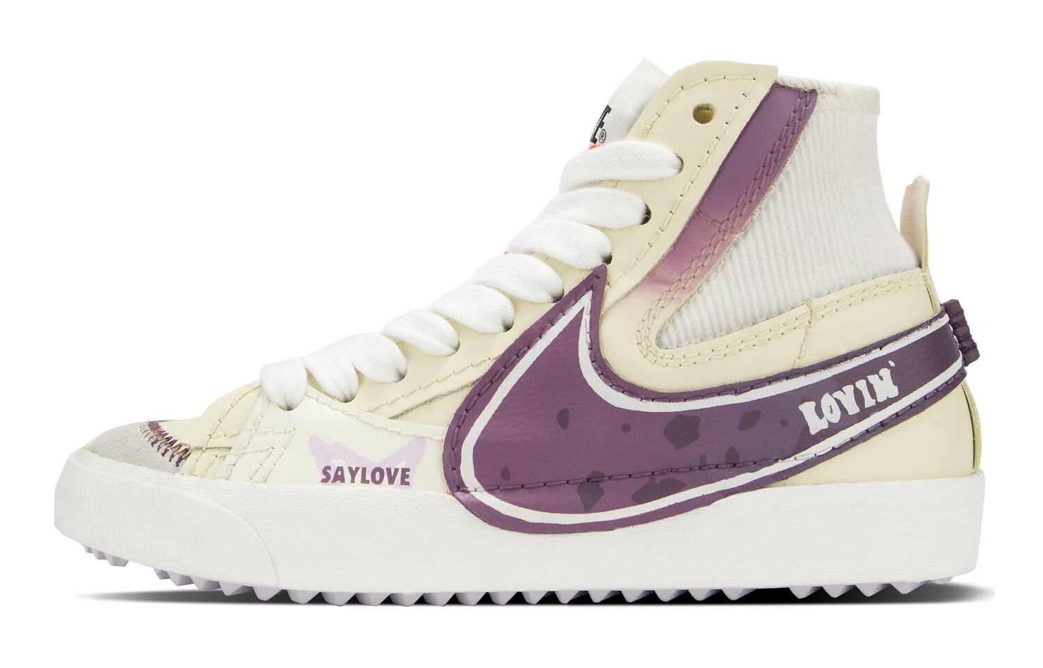 

Кроссовки Nike Blazer Skateboarding Shoes Women's Mid-top Beige/purple, фиолетовый