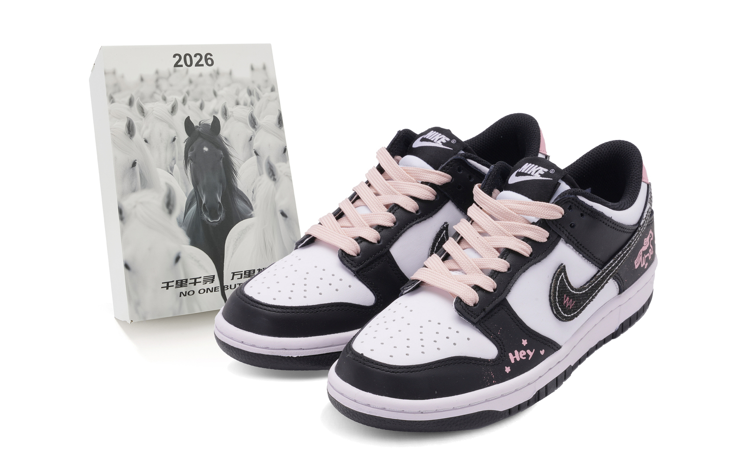 

Nike Детские низкие скейтбордистские кроссовки Dunk из черной кожи с противоскользящей и износостойкой подошвой, черные и розовые, для подростков