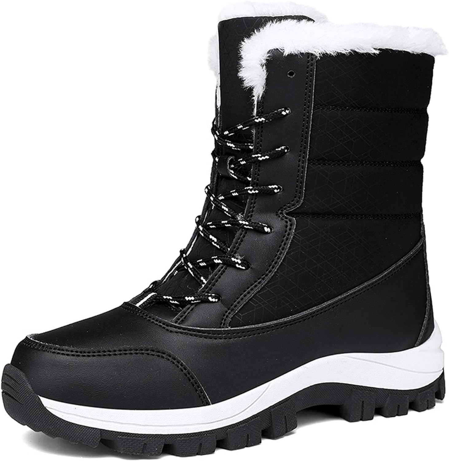 

Мужские и женские зимние снегоступы, водонепроницаемые, с теплой флисовой подкладкой, зимние походные ботинки до щиколотки, противоскользящие, подходят для холодной погоды, прогулок, работы и спорта Generic, черный