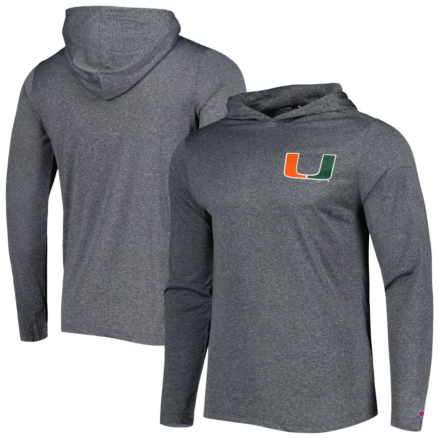 

Мужская футболка с капюшоном и длинными рукавами Champion Grey Miami Hurricanes