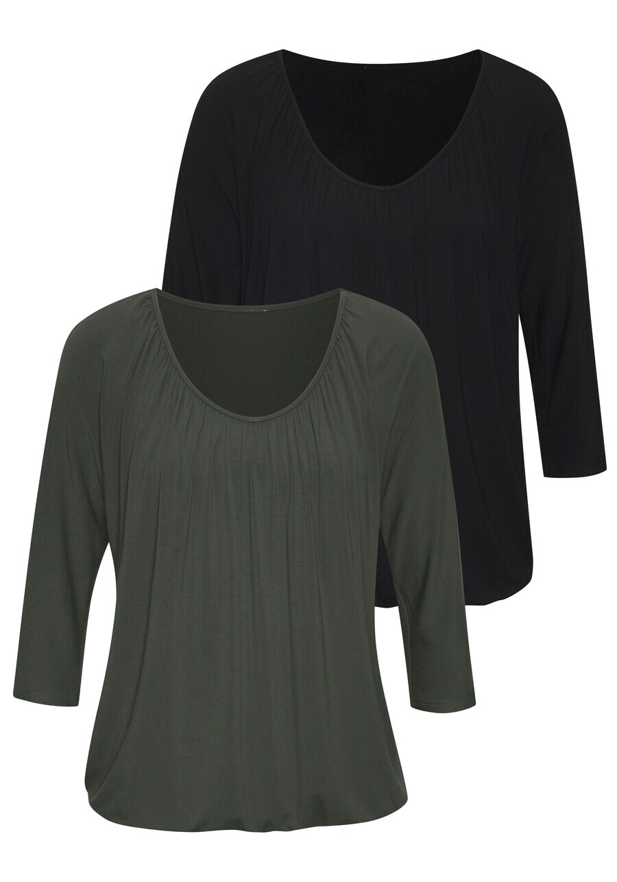 

Топ LASCANA Shirt, цвет dark green/black