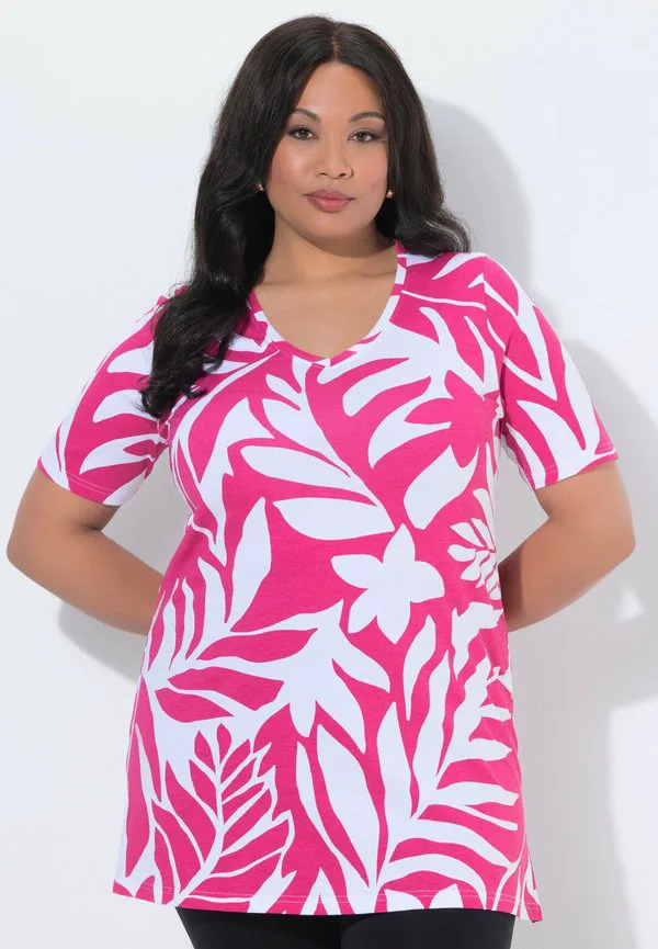 

Длинная футболка alinie vausschnitt с принтом halbarm Ulla Popken, Pink, Розовый, Длинная футболка alinie vausschnitt с принтом halbarm Ulla Popken, Pink