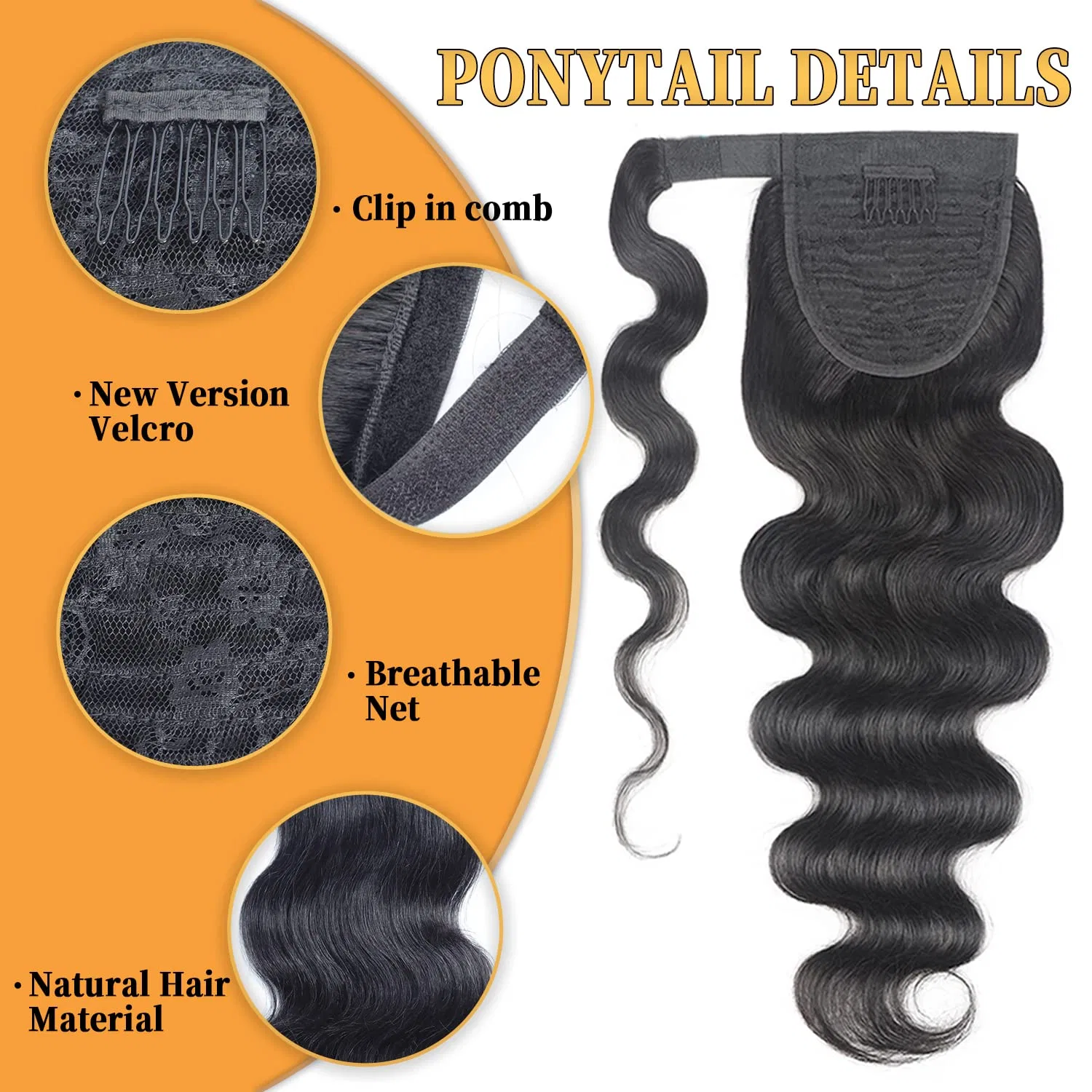 Накладной хвост из натуральных волос «Body Wave» от Datania Datanala, Body Wave Ponytail — фото 2