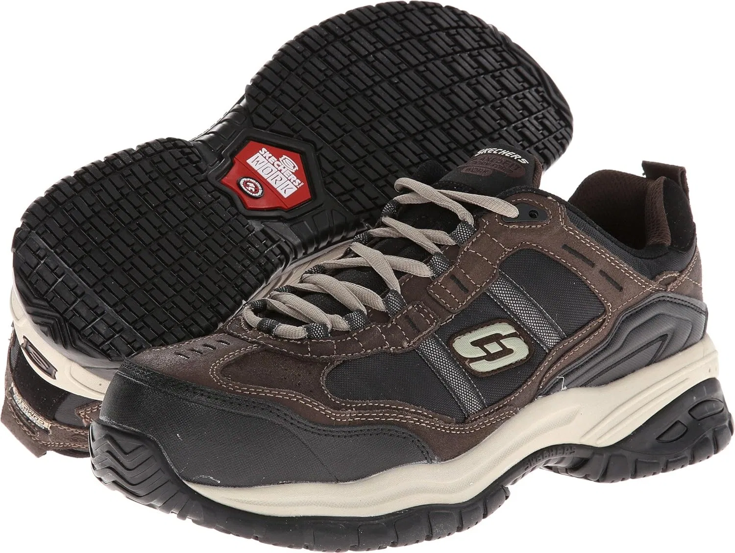 Мужские рабочие кроссовки Skechers Soft Stride Grinnel, 2-Black Leather Black Mesh — фото 2