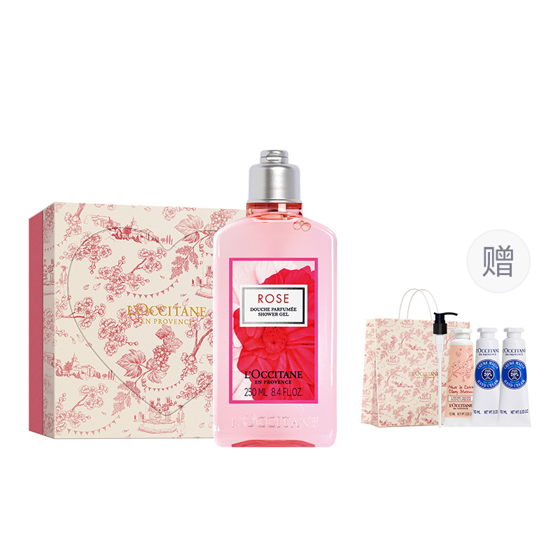 

Розовый гель для душа с ароматом сердца 250 мл LOCCITANE, 250ml with 20ml Shea Hand Cream+10ml Cherry Blossom Hand Cream As A Gift