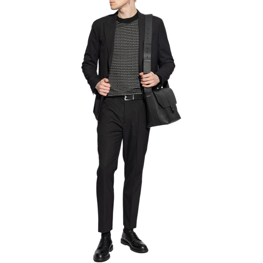 Джемпер с интарсией и резинкой EMPORIO ARMANI, черный — фото 4