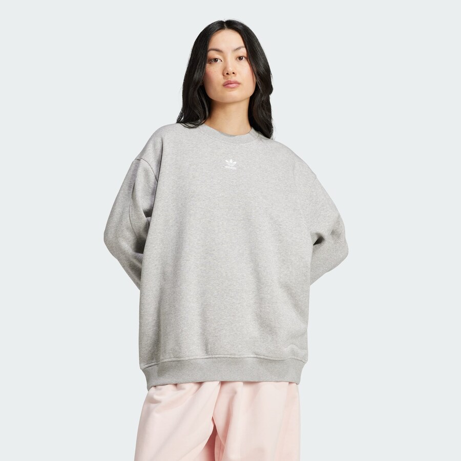 Свитшот Adidas Originals Essentials Fleece Long Oversized Crew, светло-серый — фото 2