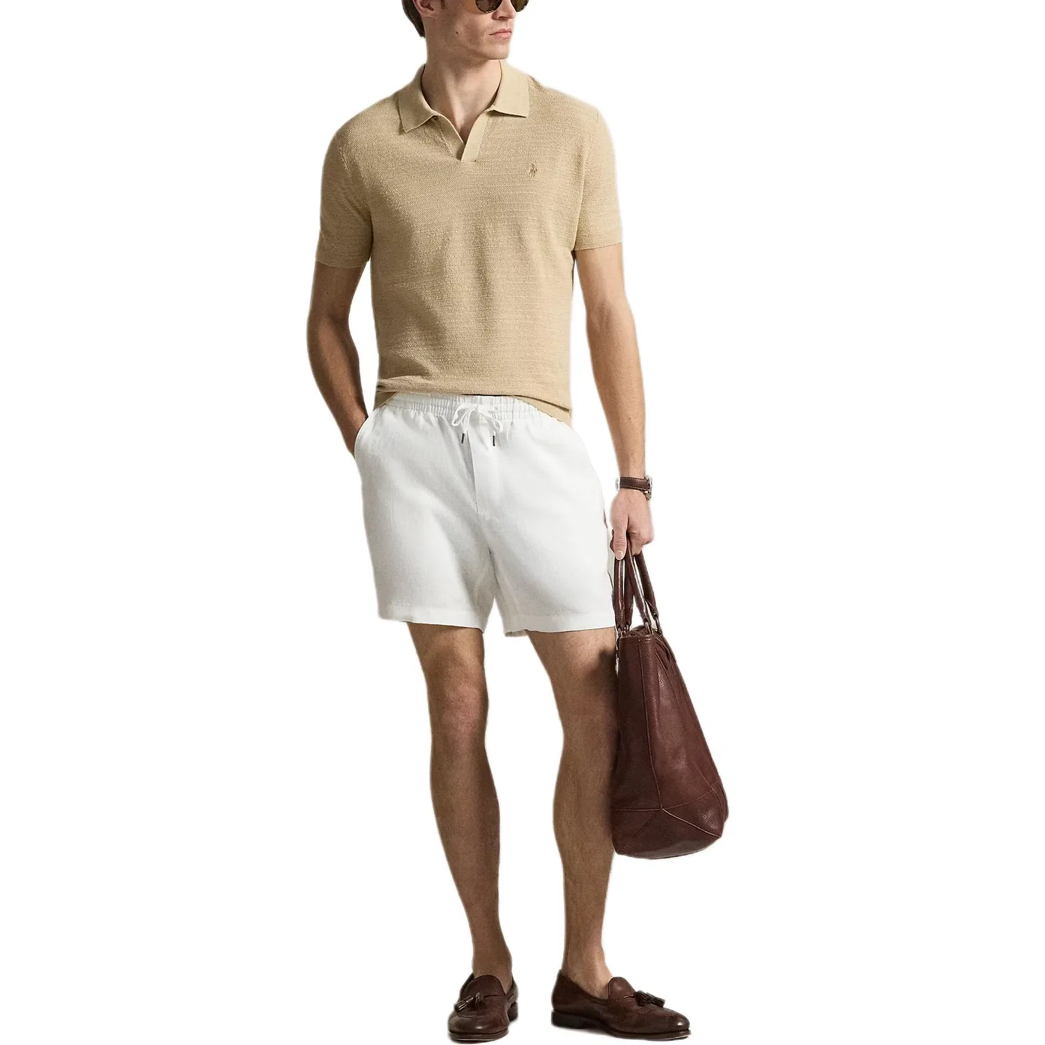 Шорты на завязках Polo Ralph Lauren белые — фото 3