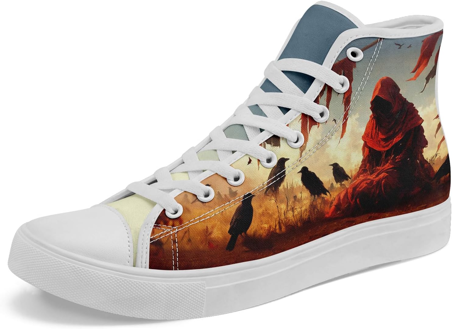 

Высокие кеды на шнуровке AWSOLE Gothic с черепом для мужчин и женщин с принтами бабочек, пламени и цветов, яркие плоские повседневные кроссовки для прогулок, белый/красный/коричневый/бежевый