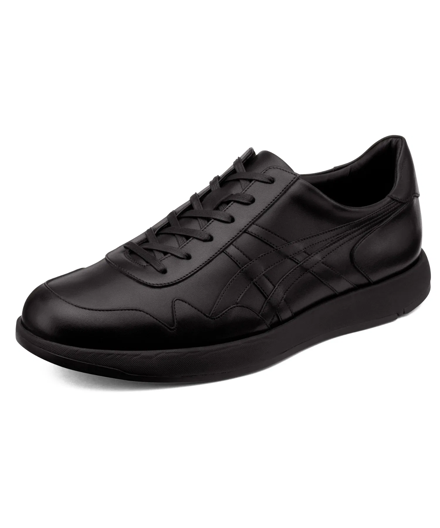 Мужские классические кроссовки из натуральной кожи ASICS WALKING RUNWALK чёрные — фото 4