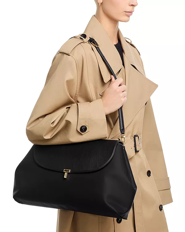 Сумка-Трансформер T-Lock из нейлона и кожи Toteme, черный — фото 2