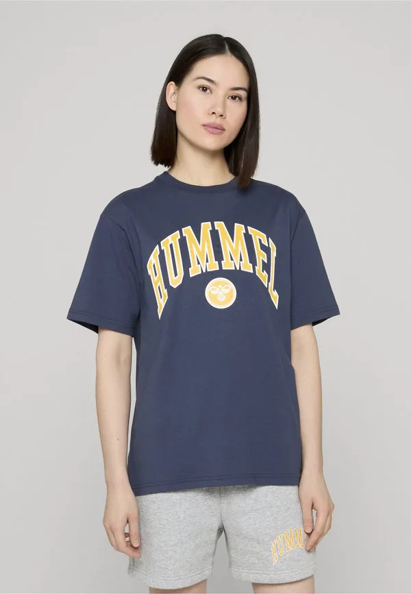 

Обычная футболка с университетским принтом Hummel, Navy, Синий, Обычная футболка с университетским принтом Hummel, Navy