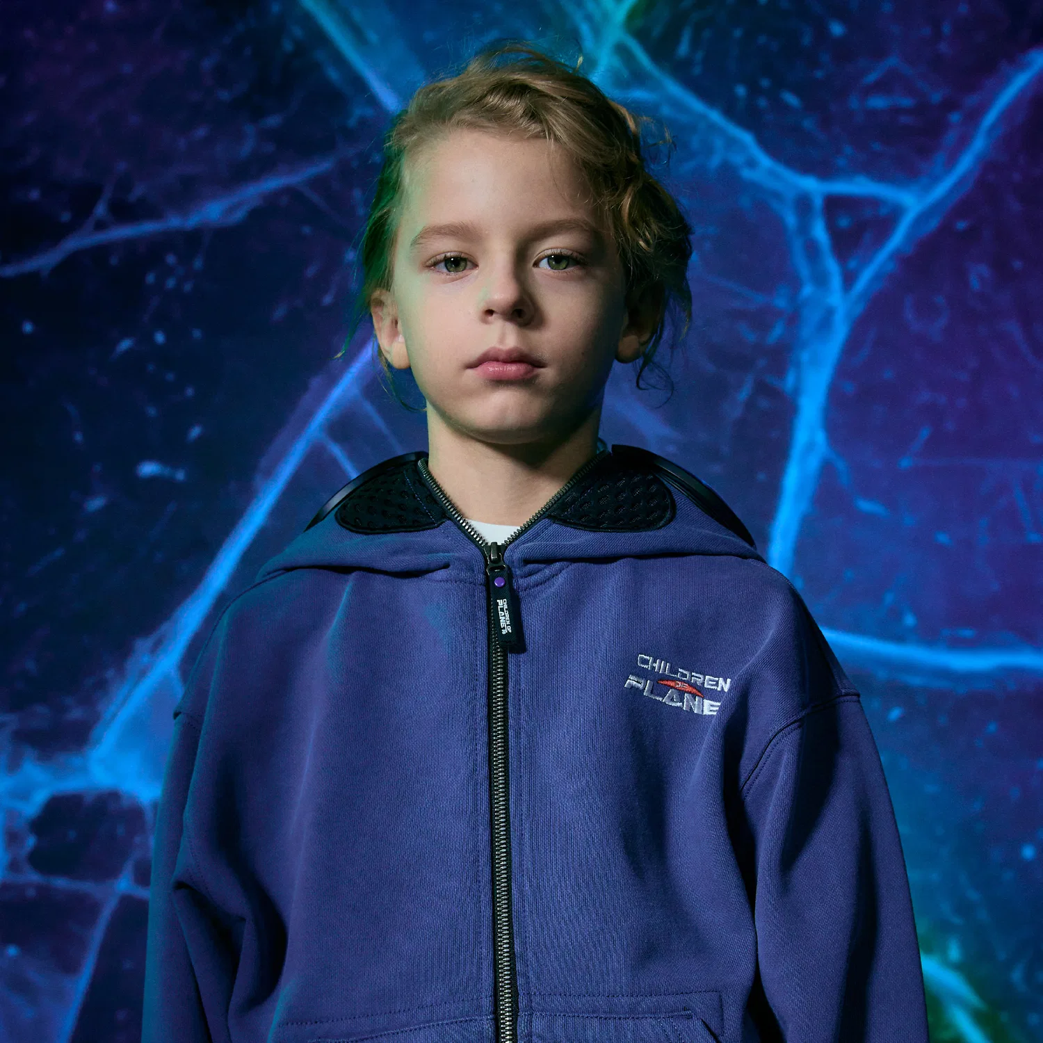Детская толстовка на молнии Kuiper Faded Goggle Sweat, пыльно-голубая, от Children Of Planet — фото 2