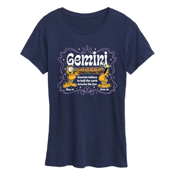 

Женская футболка с принтом Garfield Gemini Licensed Character, синий