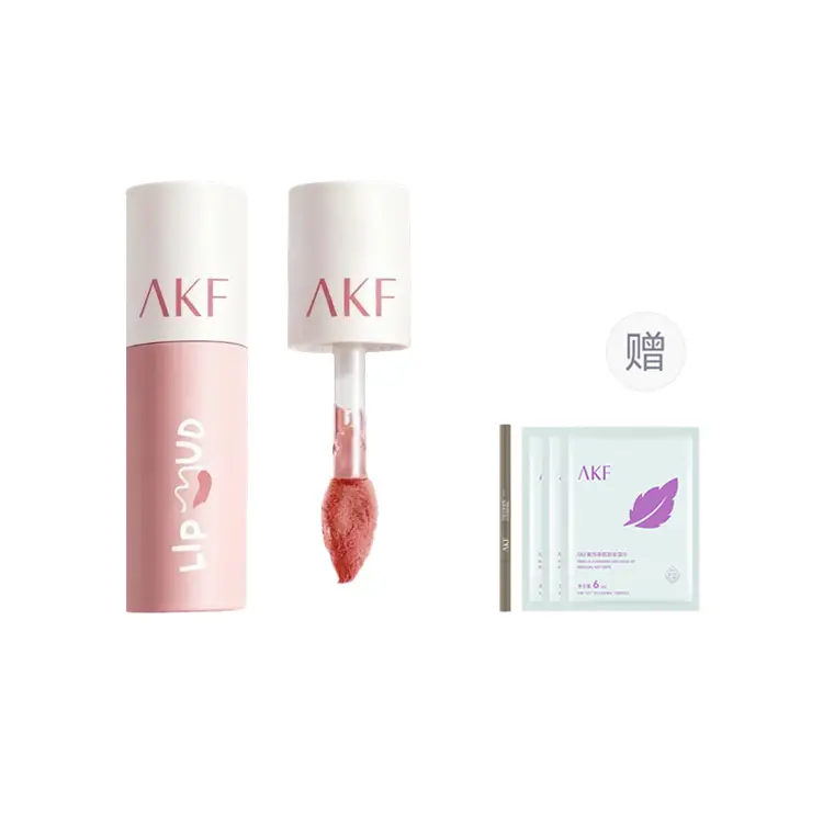 

Матовый блеск для губ Lip Clay с эффектом осветления, легко растушевывается, стойкий AKF, Salted Peanut M22+Eyebrow Pencil 01+Makeup Remover Wet Wipes 18ml