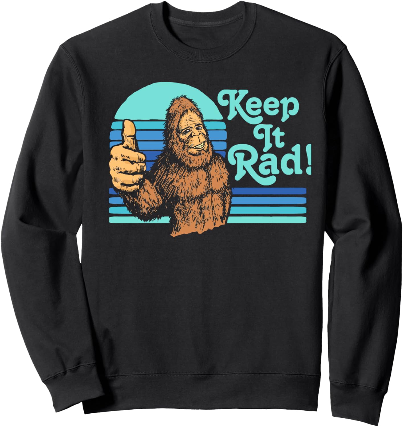 

Keep It Rad! Винтажная толстовка в стиле хипстер с изображением Бигфута и поднятым большим пальцем Giant Step Design Co., черный