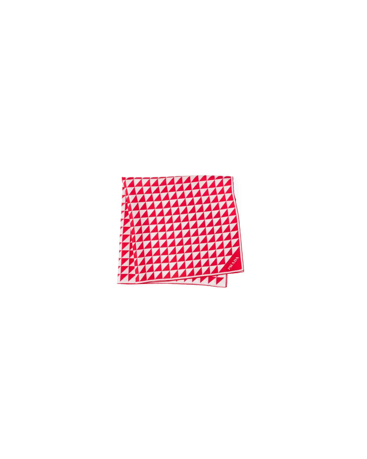 

Платок из принтованного шелкового твила 90x90 Prada, красный/белый