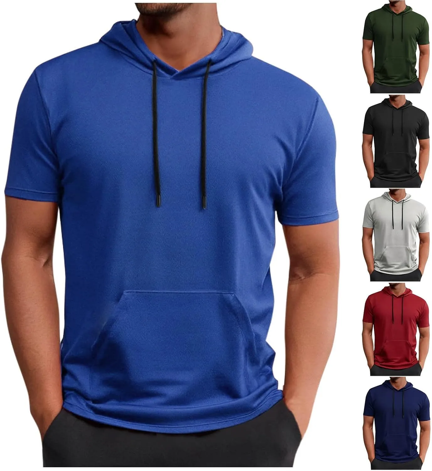 

Мужская футболка с капюшоном Stretchy Breathable с карманами
