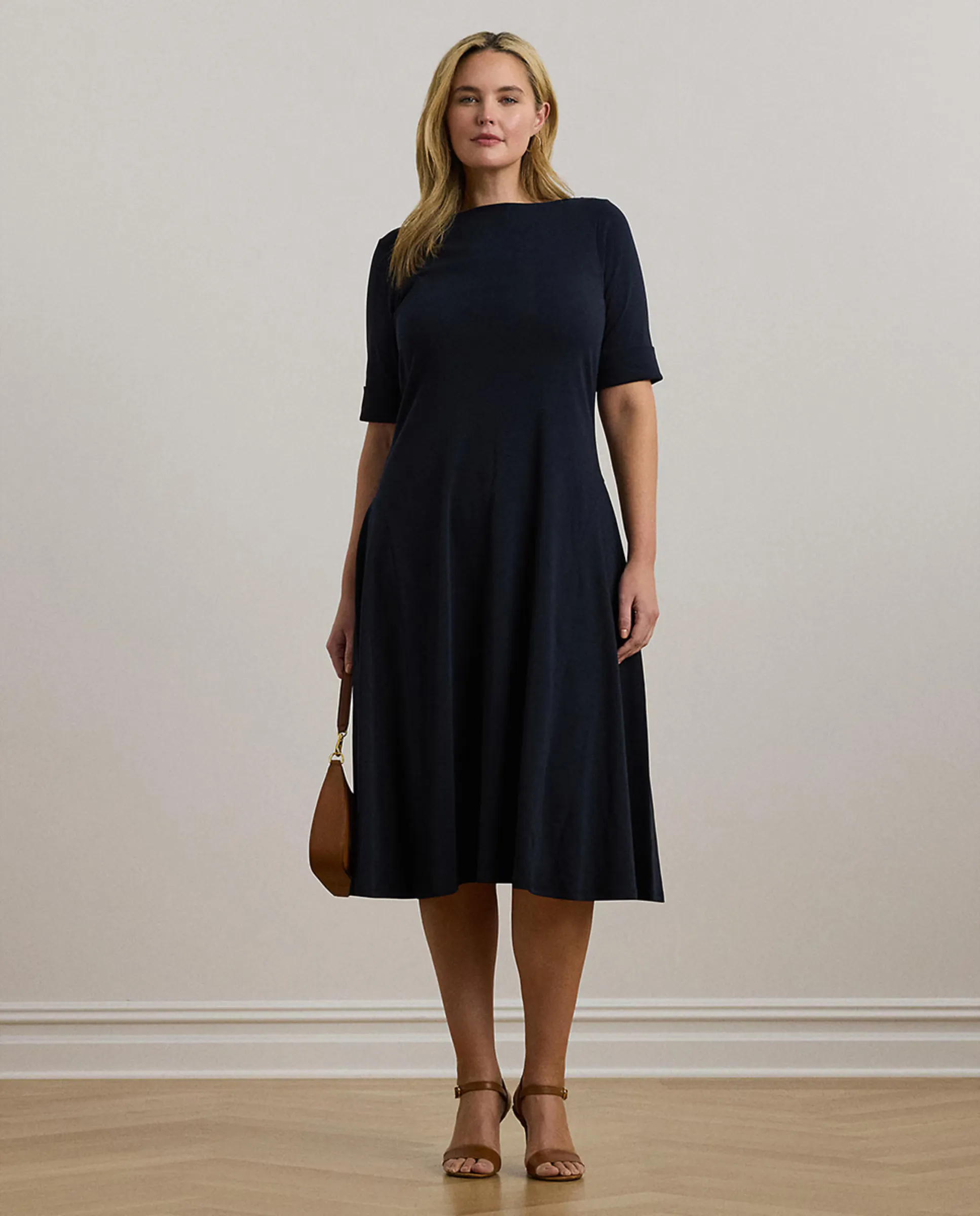 

Хлопковое миди-платье Lauren Ralph Lauren Woman, темно-синий