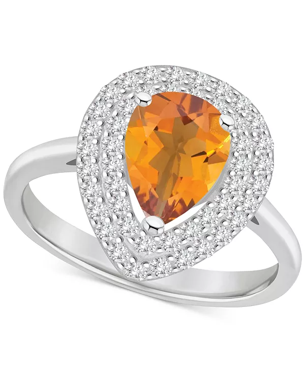 

Кольцо с каплевидным венцом из серебра 925 пробы с родолитовым гранатом (1-1/10 карата tw) и белым топазом (1/2 карата tw) (также с цитрином, голубым топазом, аметистом и перидотом) Macy'S, citrine