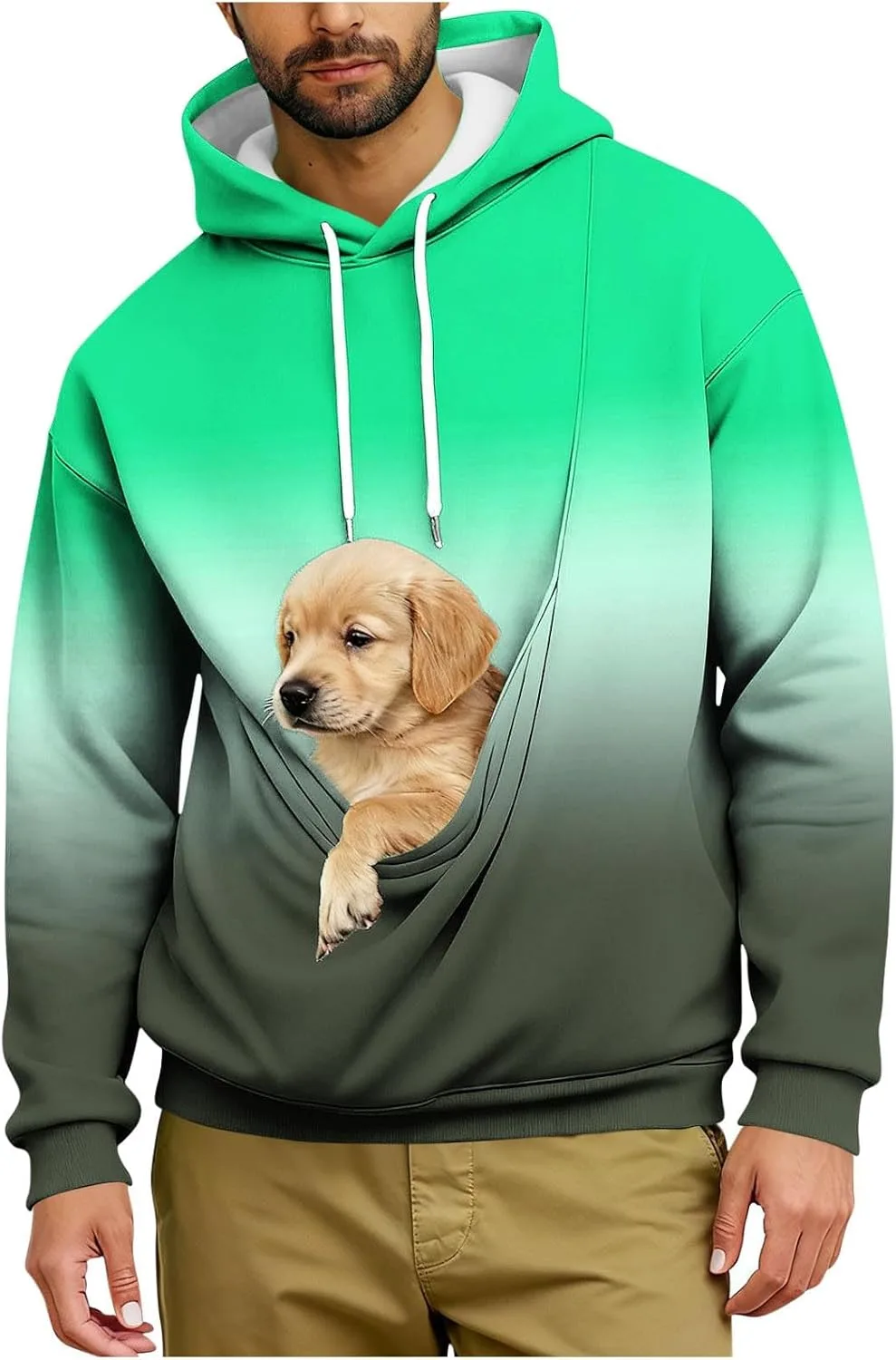 

Толстовка с капюшоном-переноской для питомца, Long Sleeve, Fleece, Gradient Print, Unisex, с карманом-кенгуру