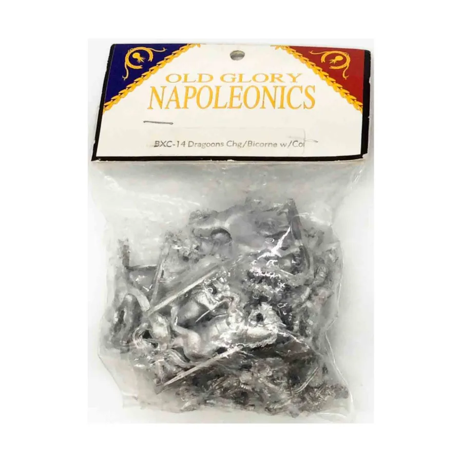 

Драгуны атакуют в режиме «Двурог» с командованием, Napoleonic - British (25mm)