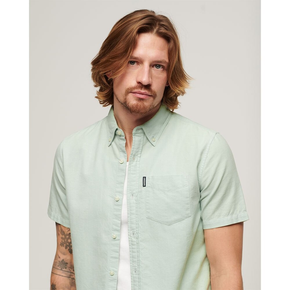 Рубашка с коротким рукавом Superdry Vintage Oxford, зеленый — фото 4