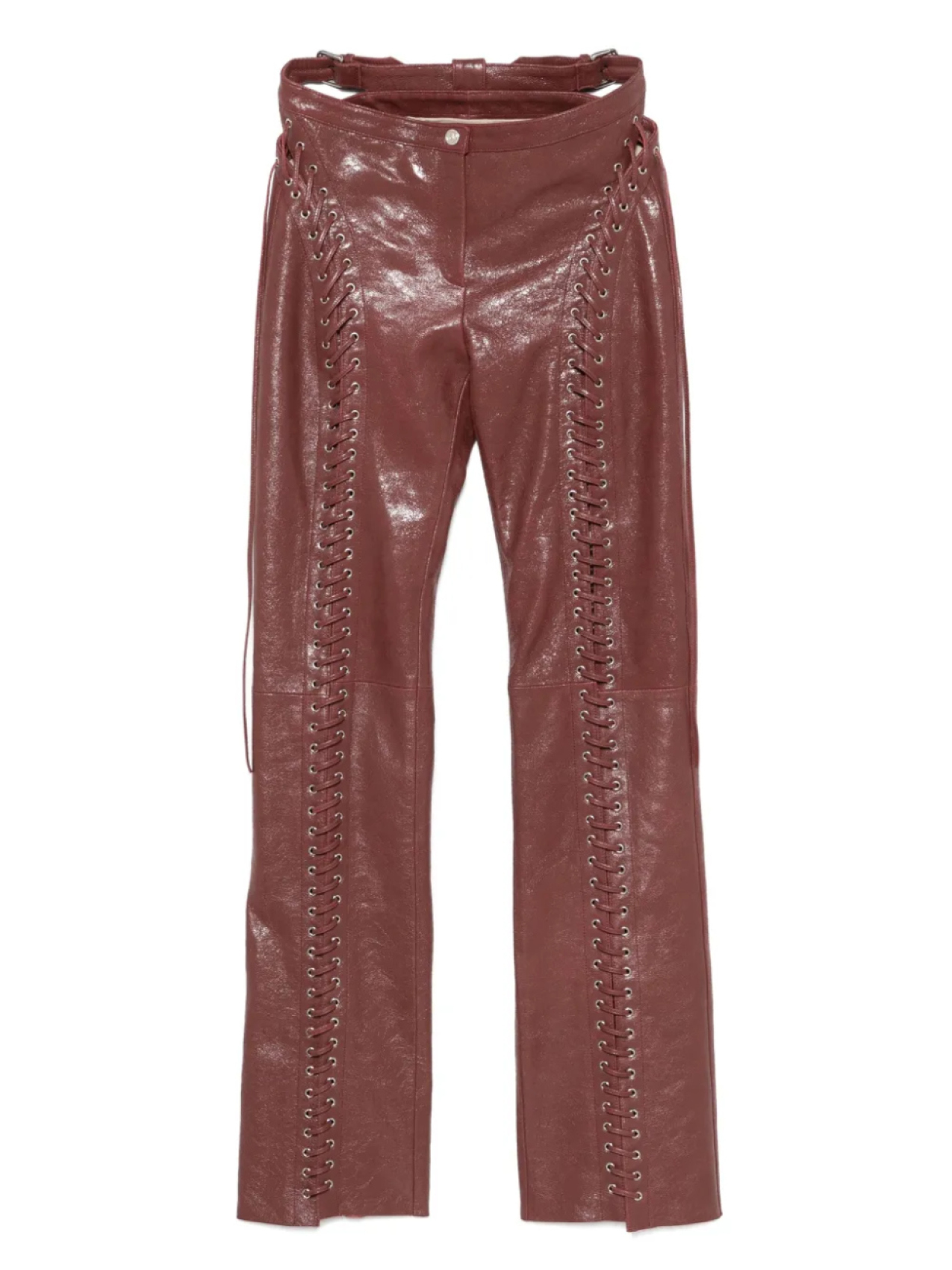 

Кожаные брюки с эффектом кракле Blumarine, красный