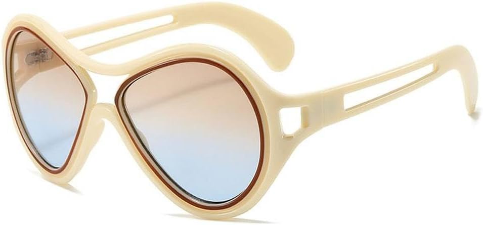 

Большие круглые солнцезащитные очки для женщин, модные очки в полой оправе, стильные очки для женщин с защитой от УФ-излучения UV400, SUN4278 Generic, C6yellowbrownblue