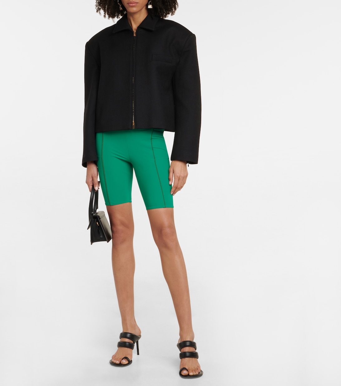 Байкерские шорты с высокой талией Le Short Tuba Jacquemus, зеленый — фото 2