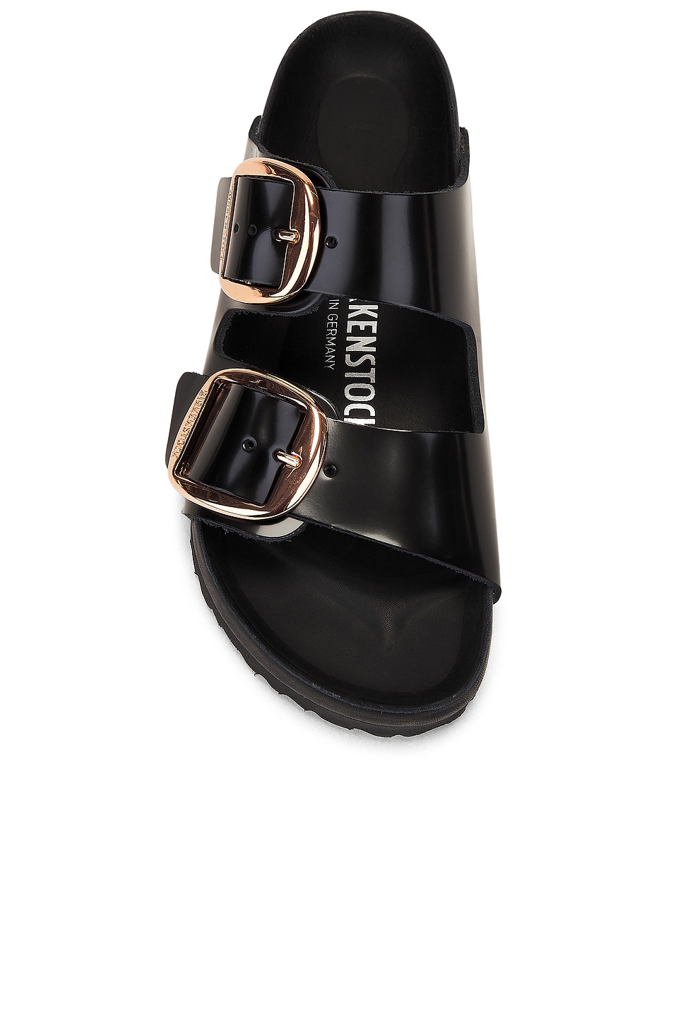 Изысканные блестящие сандалии Arizona с большой пряжкой BIRKENSTOCK, черный — фото 4