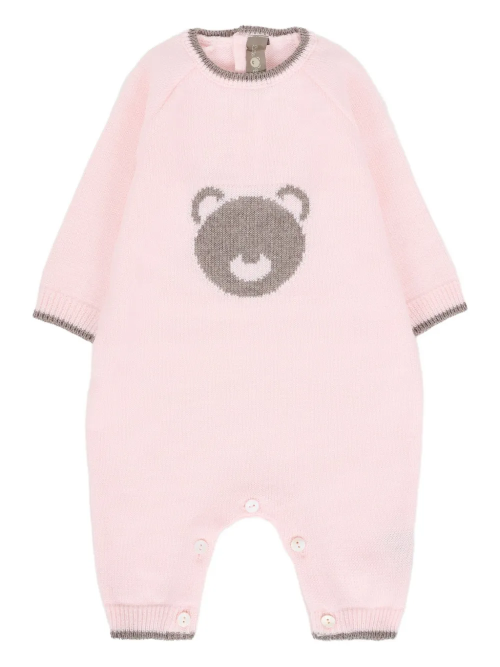 

Комбинезон из натуральной шерсти с рисунком «медведь-интарсия» Little Bear, розовый