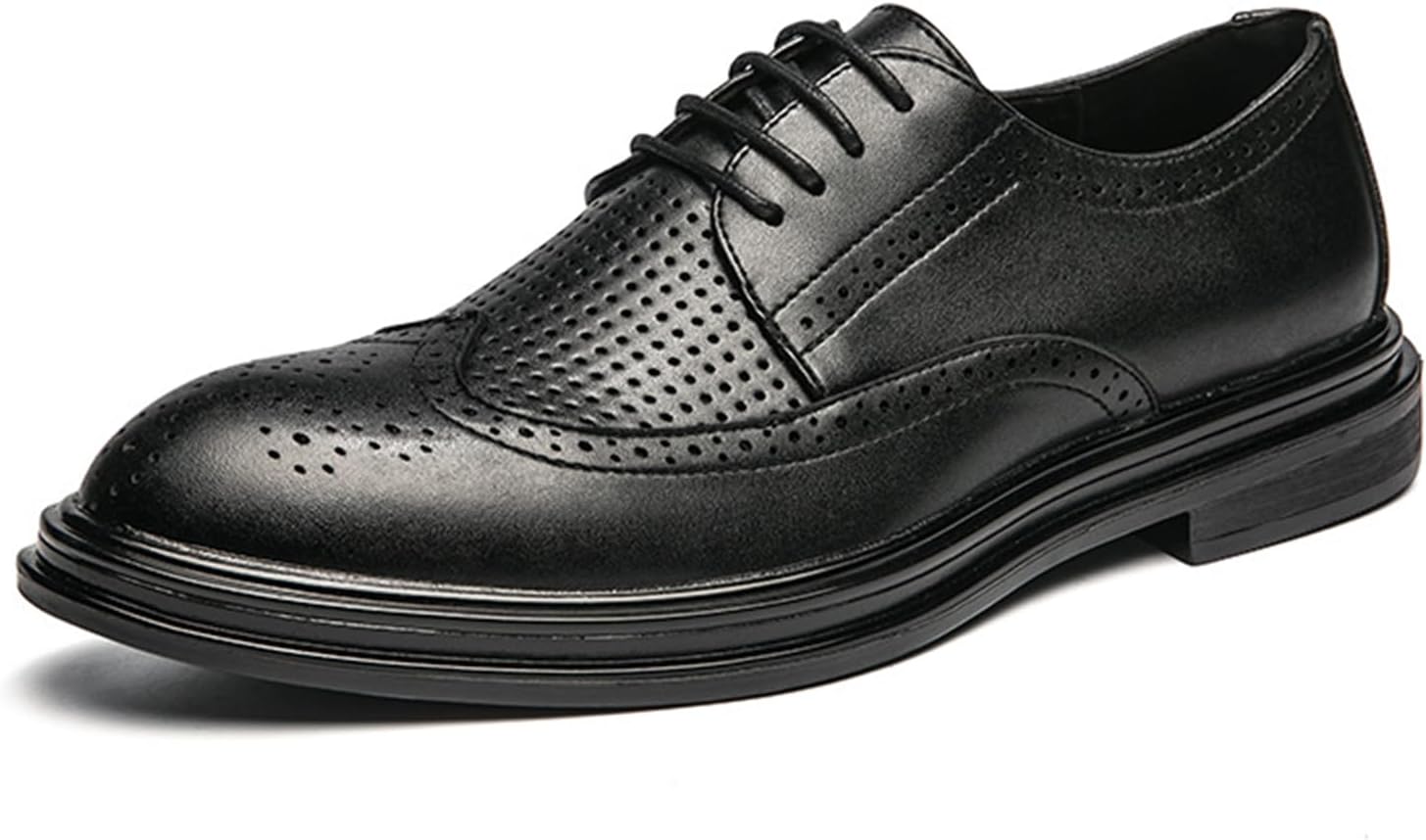 

Мужские туфли ADMLZQQ с кожаной подошвой, деловые оксфорды, офисные туфли с заостренным носком на шнуровке, формальная обувь для мужчин, свадебные туфли, черный