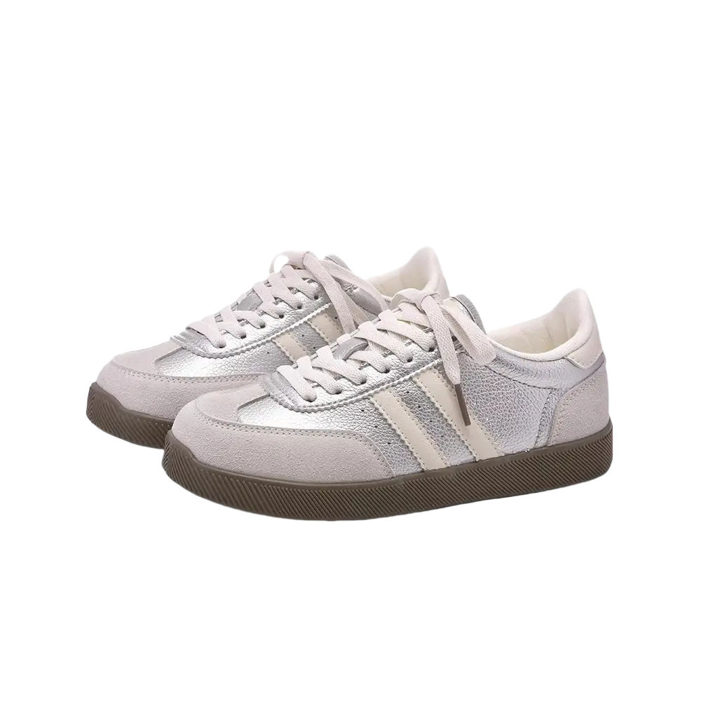 JimiXiong Женские низкие скейтерские кроссовки Beige Purple с коробкой и носками в подарок, цвет Beige Purple+Box+Gift Socks — фото 3