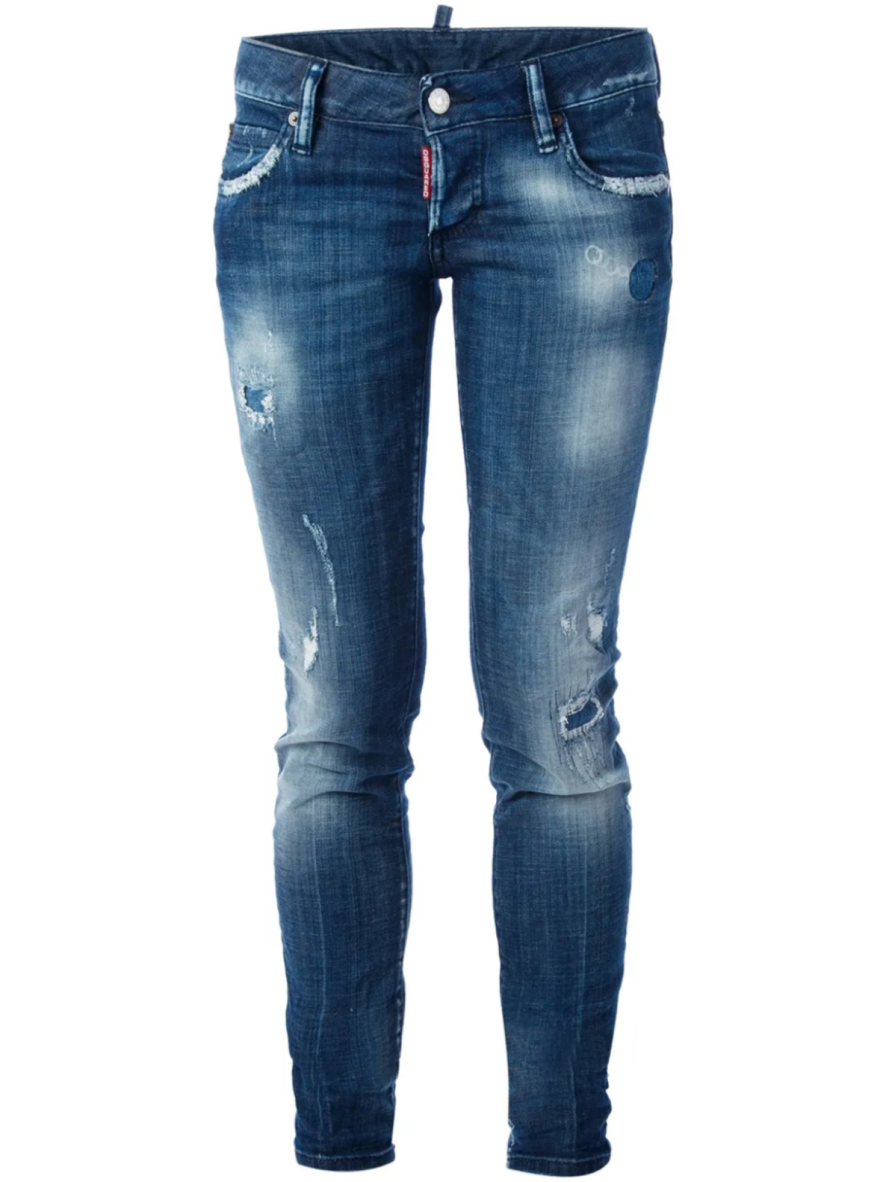 

DSQUARED2 джинсы скинни с потертым эффектом, синий