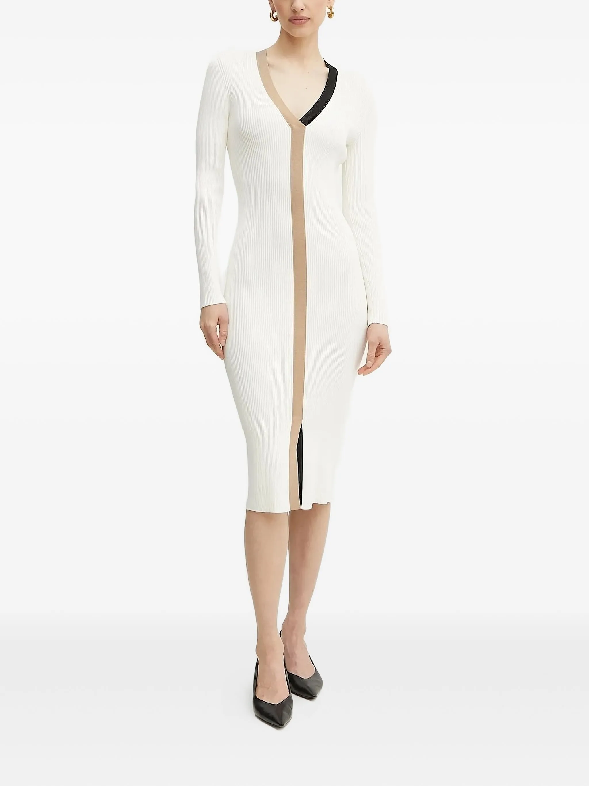 

Платье миди Fabiri с V-образным вырезом Boss, белый