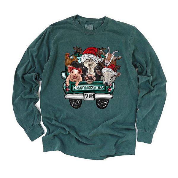 

Рубашка с длинным рукавом Merry Christmas farm truck Simply Sage Market, Blue Spruce