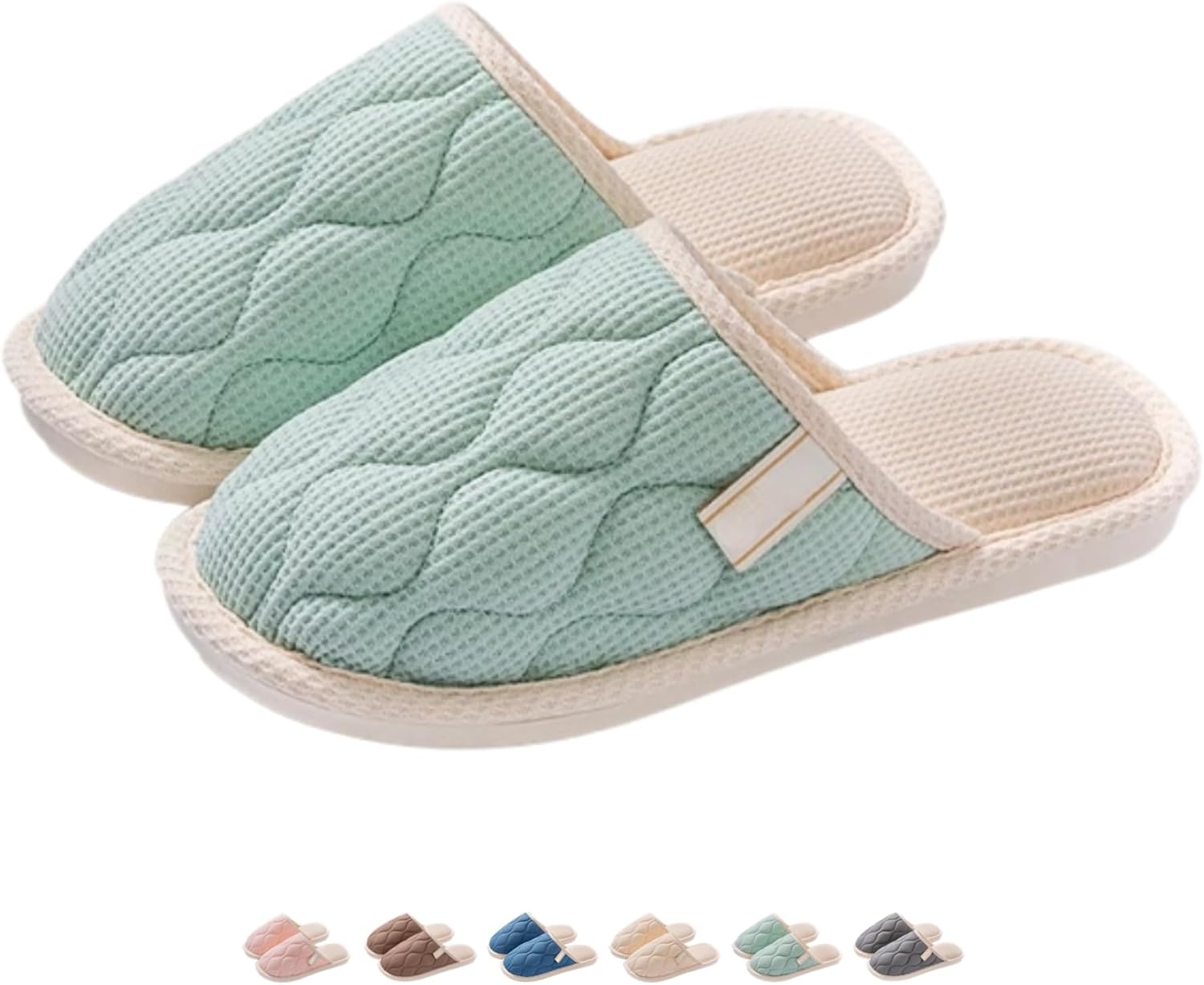 

Тапочки iwhgrmp Linen House для пары, легкие домашние тапочки с мягкой подошвой, комнатные тапочки, обувь с нескользящей подошвой, плюшевые хлопковые осенние тапочки, шлепанцы, теплые зимние тапочки для женщин и мужчин, зеленый