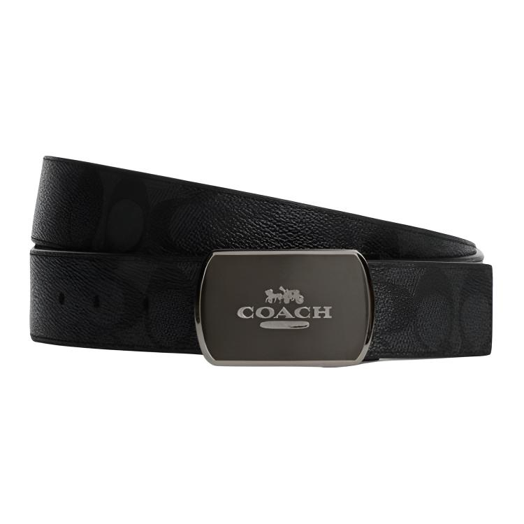 

COACH Мужской ремень из искусственной кожи черный шириной 3,8 см, Black