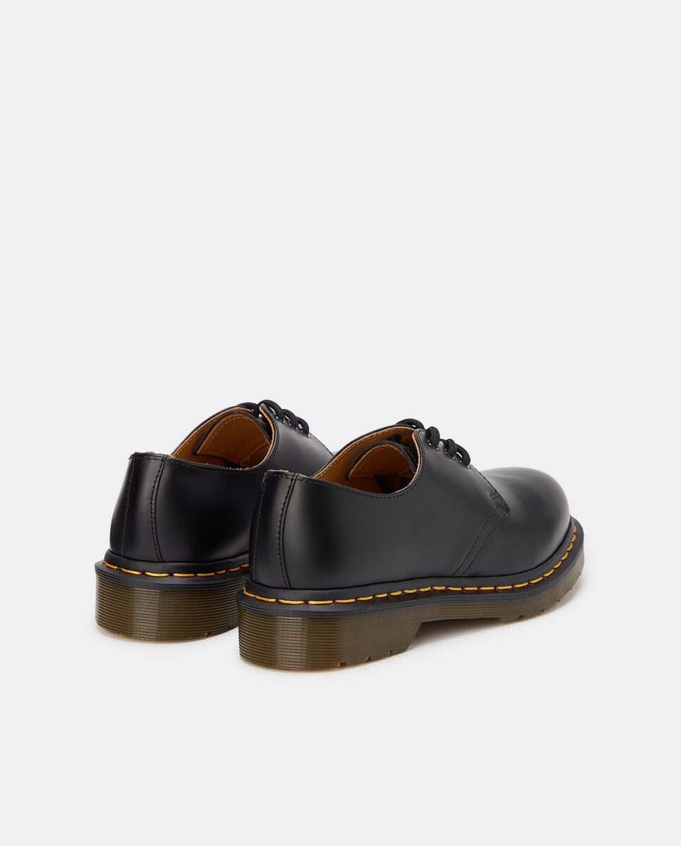 Туфли унисекс на шнуровке из черной кожи с желтой строчкой Dr. Martens, черный — фото 3
