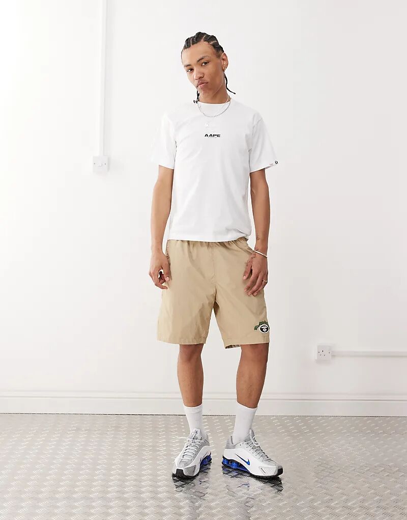 

Тканые шорты с логотипом Aape by A Bathing Ape бежевого цвета Aape By A Bathing Ape