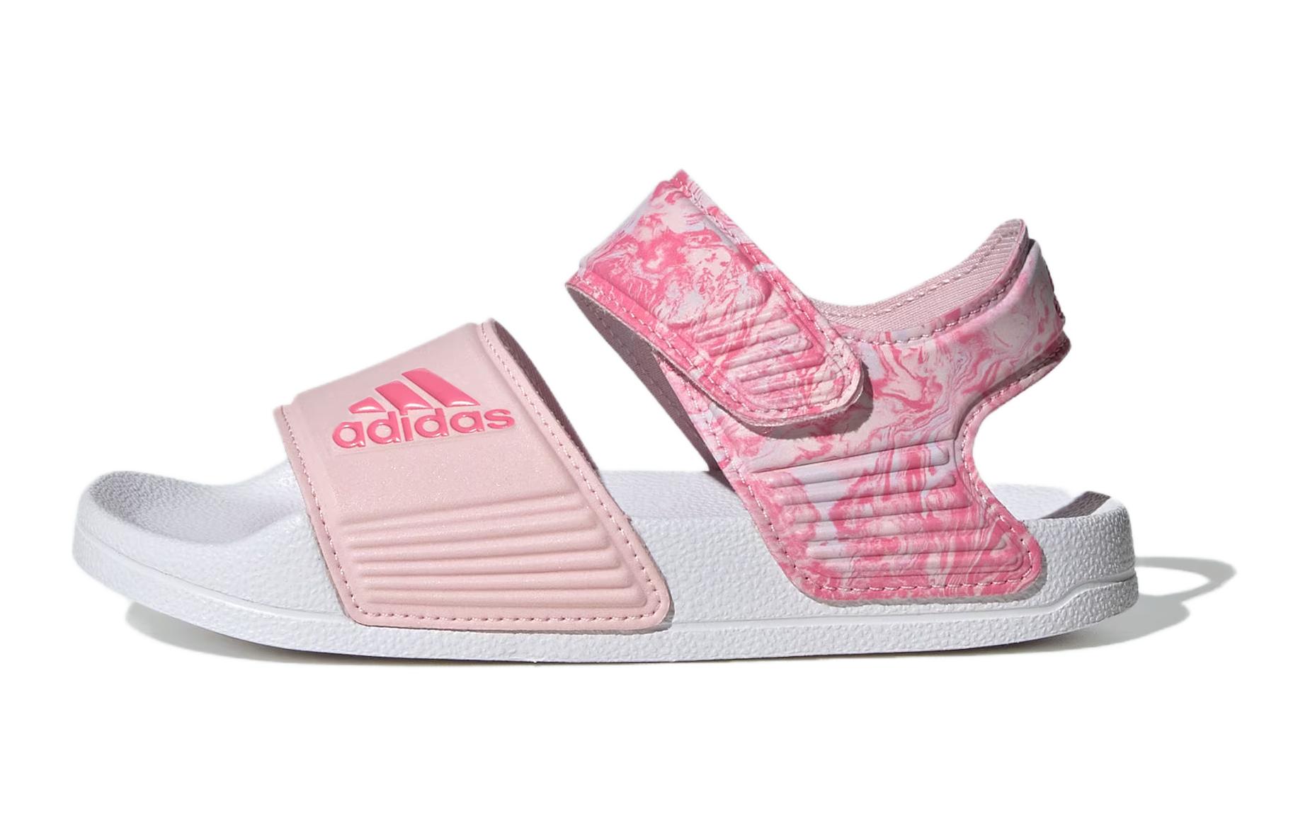 

Adidas Детские сандалии Adilette с амортизацией, износостойкие, розовые, белые